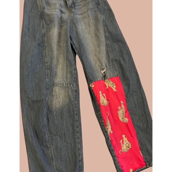 Size 4 Upcycled Tiger Jeans Boho Indie Funky - Picture 4 of 5